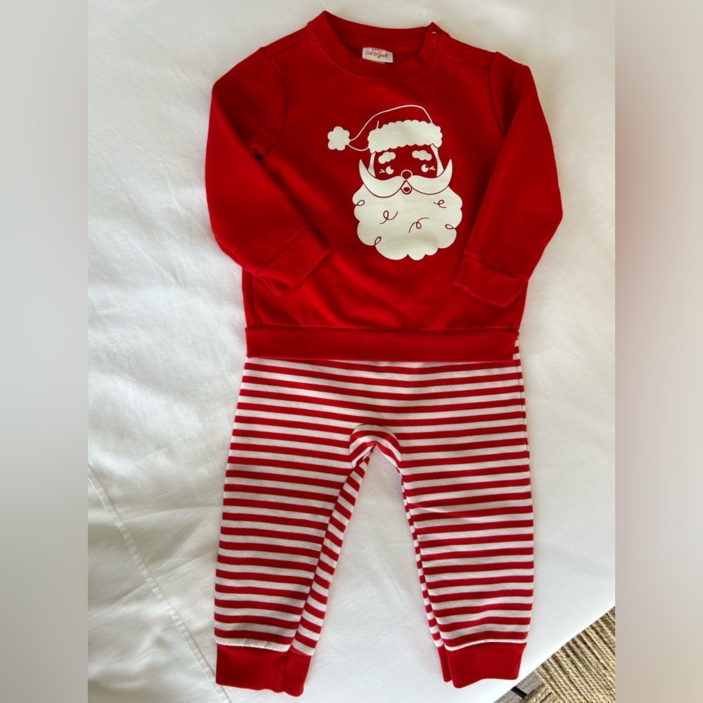 Cat & Jack Baby 2PC Santa Fleece Playsuit Size 18 Mos